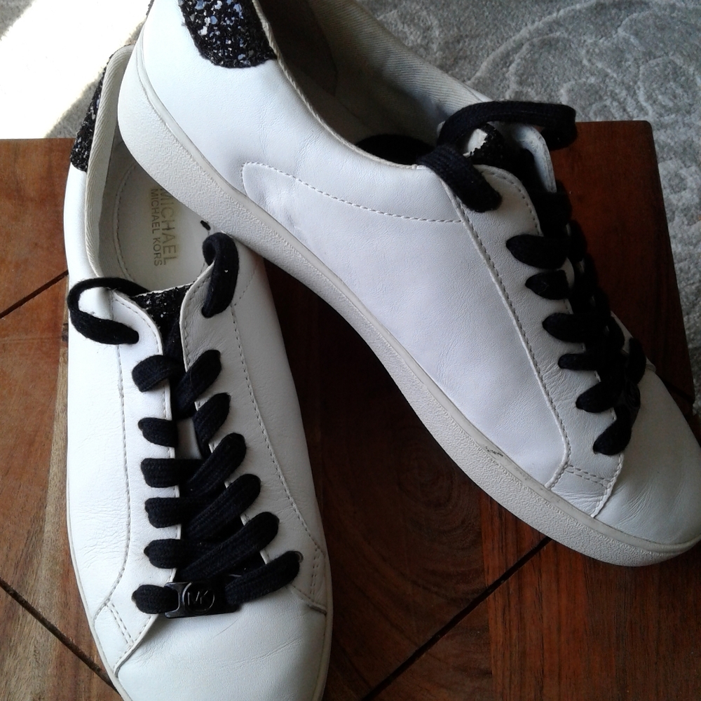 Michael Kors White Sneakers With Black Sparkles - Picture 2 of 9